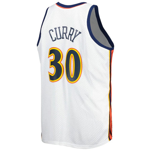 G.State Warriors #30 Stephen Curry Mitchell & Ness Big & Tall Hardwood Classics 2008-09 Swingman Jersey White Association Edition Stitched American Basketball Jersey UNEC