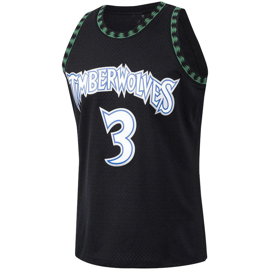 M.Timberwolves #3 Stephon Marbury Mitchell & Ness 1997-98 Hardwood Classics Swingman Player Jersey Black Stitched American Basketball Jersey UNEC