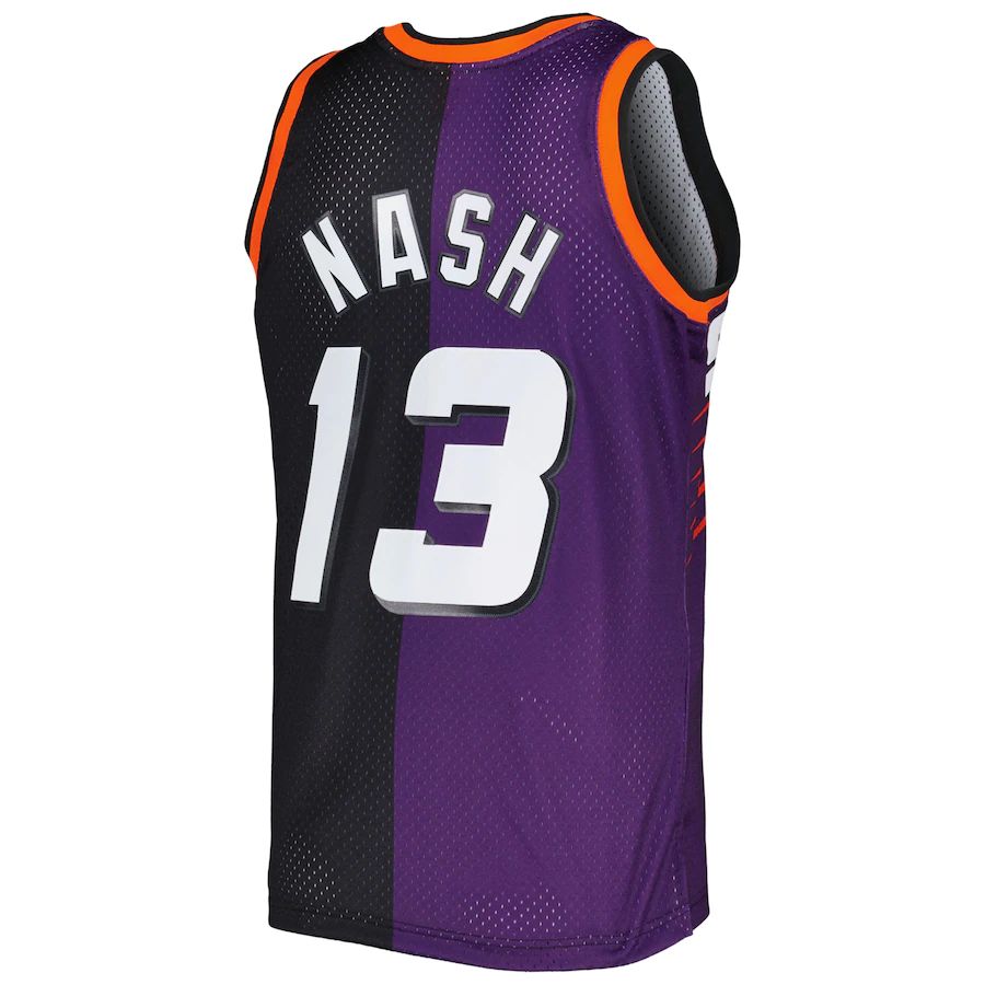 P.Suns #13 Steve Nash Mitchell & Ness Hardwood Classics 1996-97 Split Swingman Jersey Purple-Black Stitched American Basketball Jersey UNEC