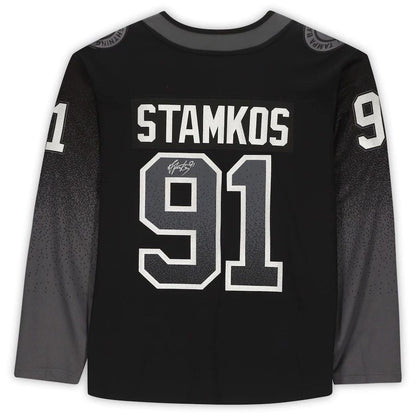 TB.Lightning #91 Steven Stamkos Fanatics Authentic Autographed Black Alternate Breakaway Jersey Stitched American Hockey Jersey UNEC