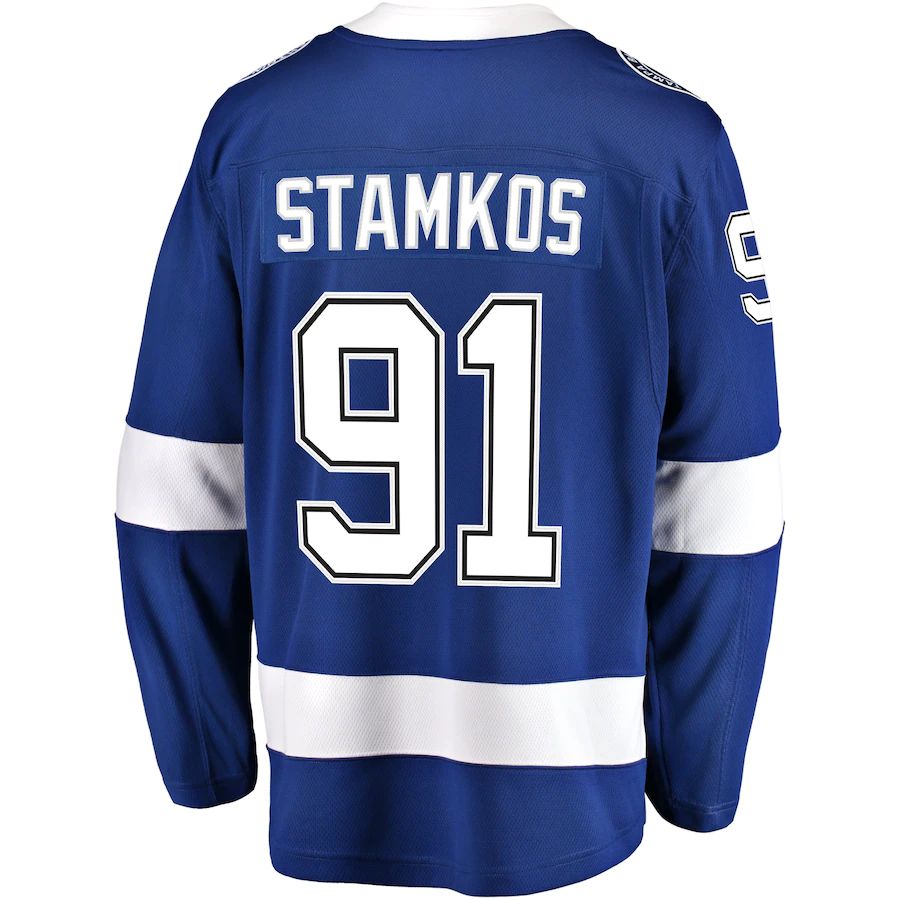 TB.Lightning #91 Steven Stamkos Fanatics Branded Breakaway Player Jersey Blue Stitched American Hockey Jersey UNEC