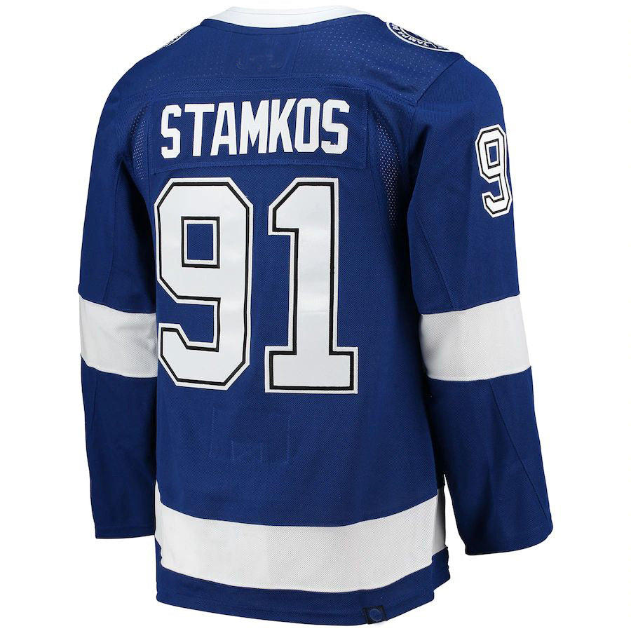 TB.Lightning #91 Steven Stamkos Home Captain Patch Primegreen Authentic Pro Player Jersey Blue Stitched American Hockey Jersey UNEC