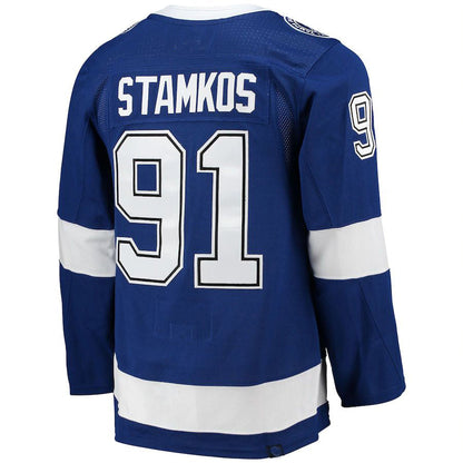 TB.Lightning #91 Steven Stamkos Home Captain Patch Primegreen Authentic Pro Player Jersey Blue Stitched American Hockey Jersey UNEC