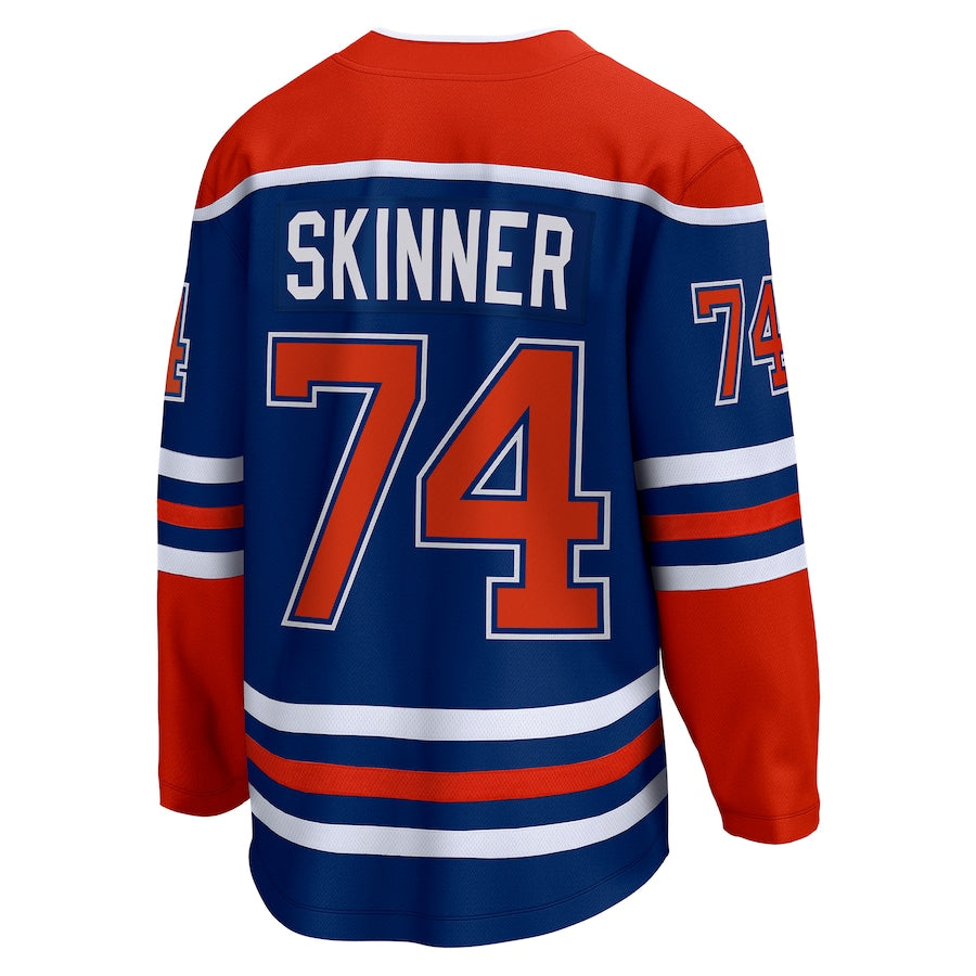 E.Oilers #74 Stuart Skinner Fanatics Branded Home Breakaway Player Jersey Royal Stitched American Hockey Jersey UNEC