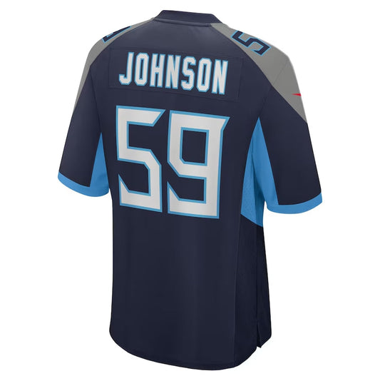 T.Titans #59 Kyron Johnson Navy Team Game Stitched American Football Jersey