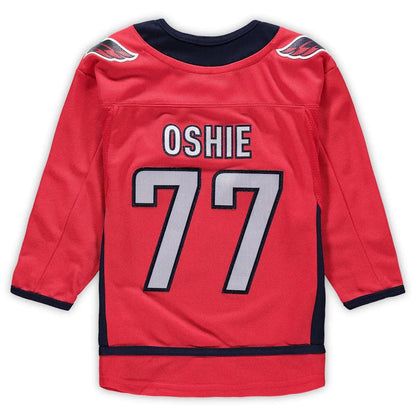 W.Capitals #77 TJ Oshie Preschool Home Premier Player Jersey Red Stitched American Hockey Jersey UNEC
