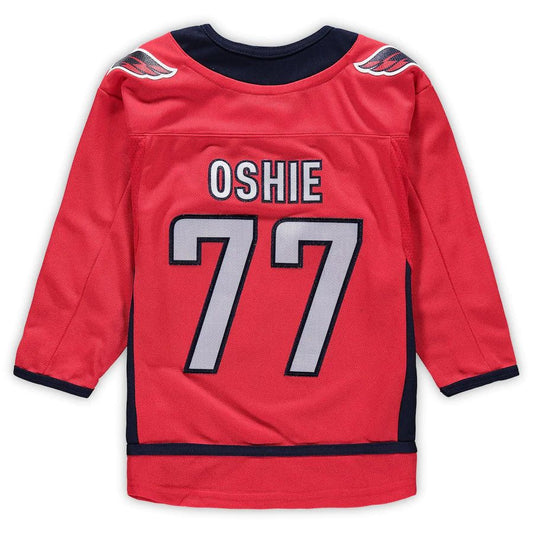 W.Capitals #77 TJ Oshie Preschool Home Premier Player Jersey Red Stitched American Hockey Jersey UNEC