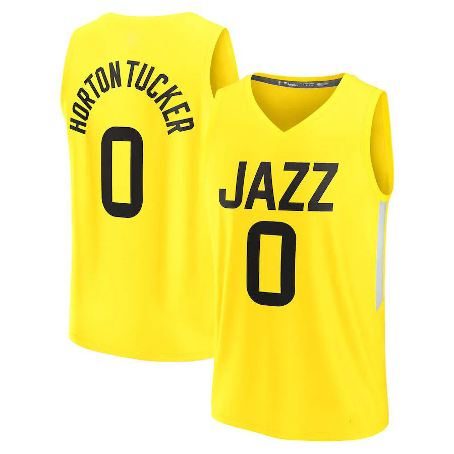 U.Jazz #0 Talen Horton-Tucker Fanatics Branded 2022-23 Fast Break Replica Player Jersey Icon Edition Yellow Stitched American Basketball Jersey UNEC