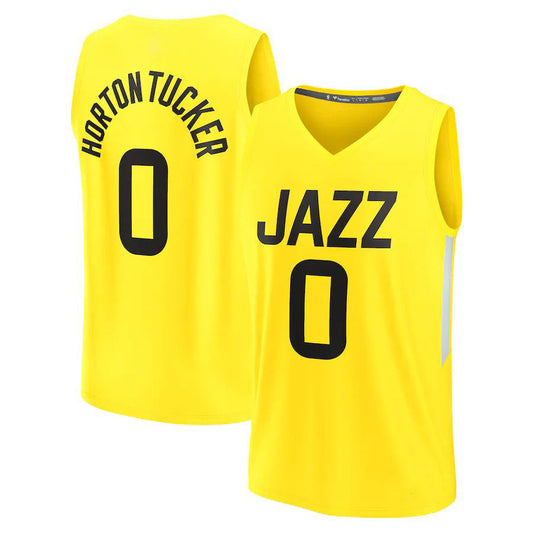 U.Jazz #0 Talen Horton-Tucker Fanatics Branded 2022-23 Fast Break Replica Player Jersey Icon Edition Yellow Stitched American Basketball Jersey UNEC