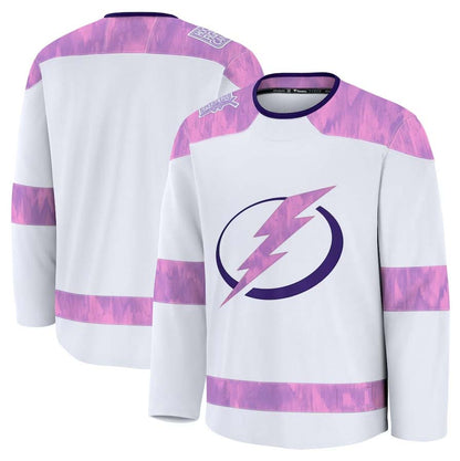 TB.Lightning Fanatics 2024 Hockey Fights Cancer Practice Jersey - White Stitched American Hockey Jersey UNEC