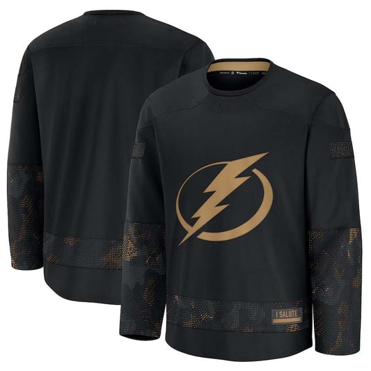 TB.Lightning Fanatics 2024 Military Appreciation Practice Jersey - Black Stitched American Hockey Jersey UNEC