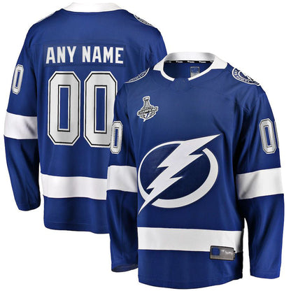 Custom TB.Lightning Fanatics Branded 2021 Stanley Cup Champions Home Breakaway Jersey Blue Stitched American Hockey Jersey UNEC