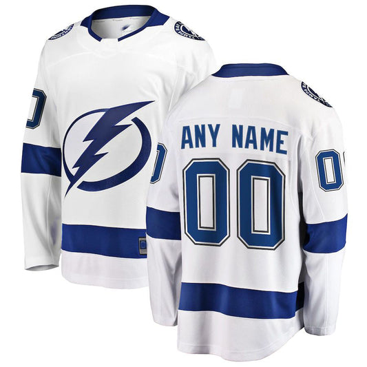 Custom TB.Lightning Fanatics Branded Away Breakaway Jersey White Stitched American Hockey Jersey UNEC