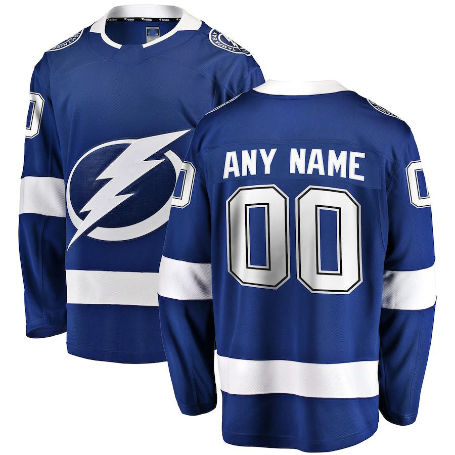 Custom TB.Lightning Fanatics Branded Home Breakaway Jersey Blue Stitched American Hockey Jersey UNEC