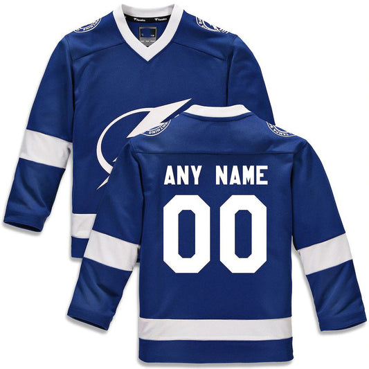 Custom TB.Lightning Fanatics Branded Home Replica Jersey Blue Stitched American Hockey Jersey UNEC