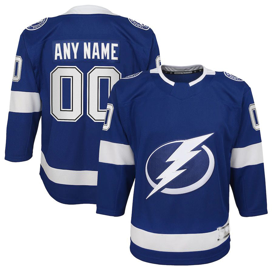 Custom TB.Lightning Home Premier Jersey Blue Stitched American Hockey Jersey UNEC