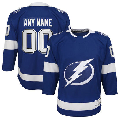 Custom TB.Lightning Home Premier Jersey Blue Stitched American Hockey Jersey UNEC