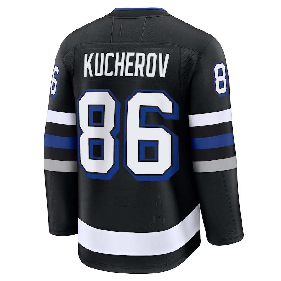 TB.Lightning #86 Nikita Kucherov Fanatics Alternate Premium Jersey - Black Stitched American Hockey Jersey UNEC