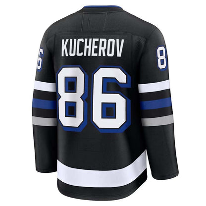 TB.Lightning #86 Nikita Kucherov Fanatics Alternate Premium Jersey - Black Stitched American Hockey Jersey UNEC