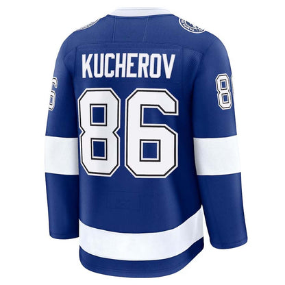 TB.Lightning #86 Nikita Kucherov Fanatics Home Premium Jersey - Blue Stitched American Hockey Jersey UNEC