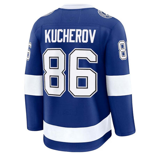 TB.Lightning #86 Nikita Kucherov Fanatics Home Premium Jersey - Blue Stitched American Hockey Jersey UNEC
