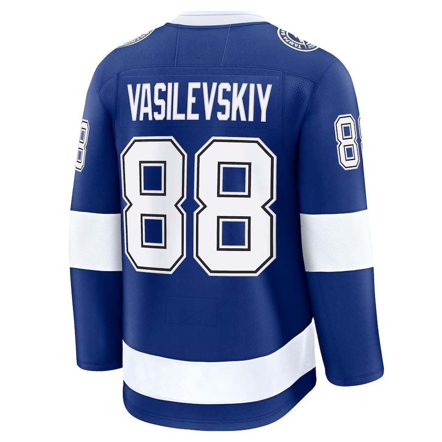 TB.Lightning #88 Andrei Vasilevskiy Fanatics Home Premium Jersey - Blue Stitched American Hockey Jersey UNEC