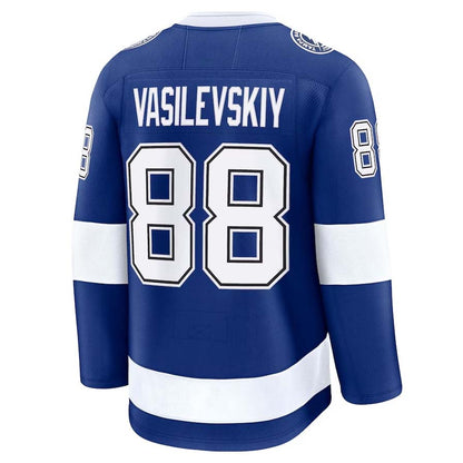 TB.Lightning #88 Andrei Vasilevskiy Fanatics Home Premium Jersey - Blue Stitched American Hockey Jersey UNEC