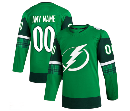 Custom TB.Lightning 2023 St. Patrick's Day Primegreen Authentic Jersey - Kelly Green Stitched American Hockey Jersey UNEC