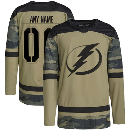 Custom TB.Lightning Military Appreciation Team Authentic Practice Jersey Camo Stitched American Hockey Jersey UNEC