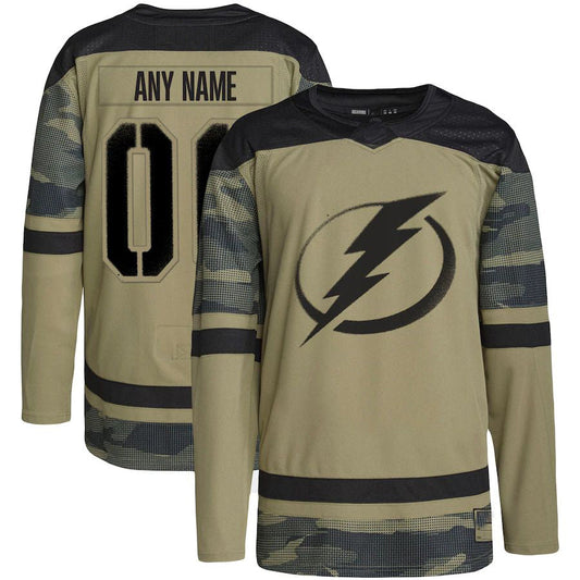 Custom TB.Lightning Military Appreciation Team Authentic Practice Jersey Camo Stitched American Hockey Jersey UNEC