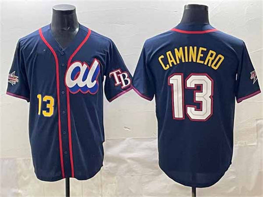 Tampa Bay Rays American League #13 Junior Caminero Navy 2025 All-Star Edition Limited Stitched Baseball Jersey