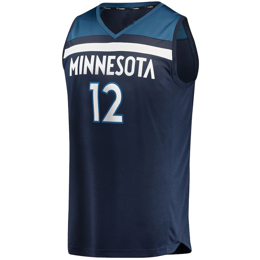 M.Timberwolves #12 Taurean Prince Fanatics Branded  2021-22 Fast Break Replica Jersey Icon Edition Navy Stitched American Basketball Jersey UNEC