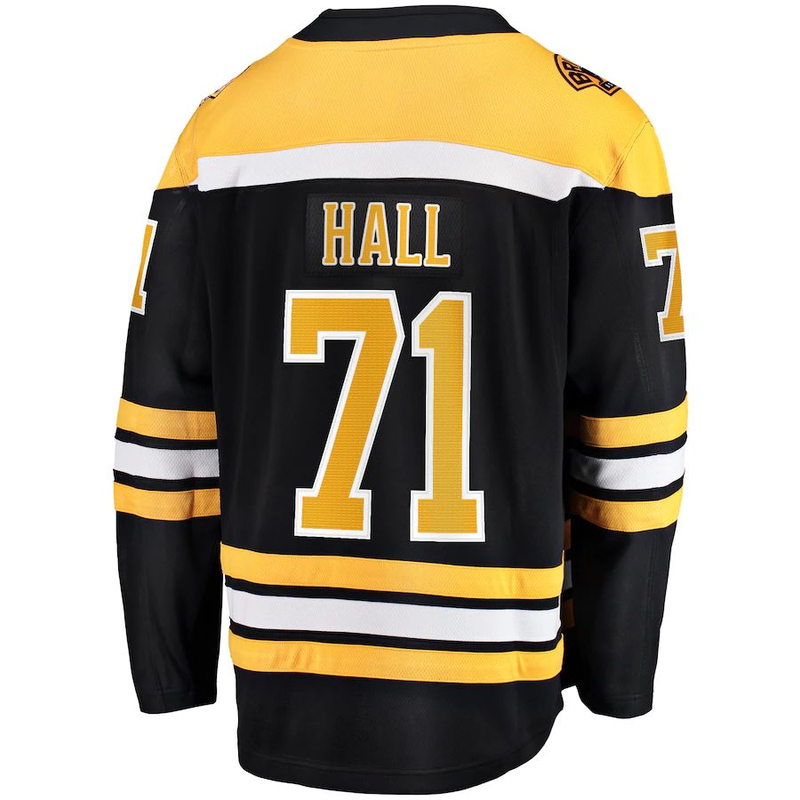 B.Bruins #71 Taylor Hall Fanatics Branded 2017-18 Home Breakaway Replica Jersey  Black Stitched American Hockey Jersey UNEC