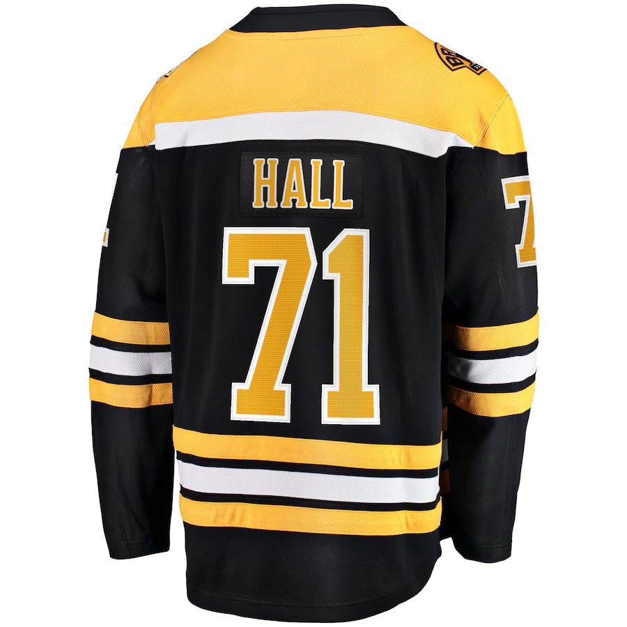 B.Bruins #71 Taylor Hall Fanatics Branded Home Premier Breakaway Player Jersey Black Stitched American Hockey Jersey UNEC