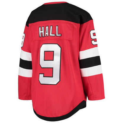 NJ.Devils #9 Taylor Hall Home Premier Player Jersey Red Stitched American Hockey Jersey UNEC