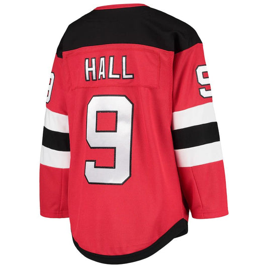 NJ.Devils #9 Taylor Hall Home Premier Player Jersey Red Stitched American Hockey Jersey UNEC