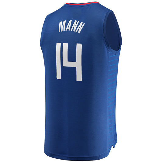 LA.Clippers #14 Terance Mann Fanatics Branded Fast Break Replica Jersey Icon Edition Royal Stitched American Basketball Jersey UNEC