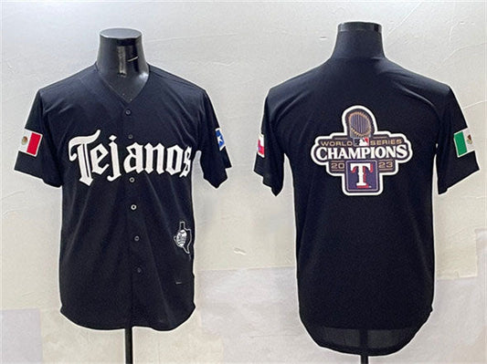 Texas Rangers Team Big Logo Black Mexico 2025 Vapor Premier Limited Stitched Baseball Jerseys