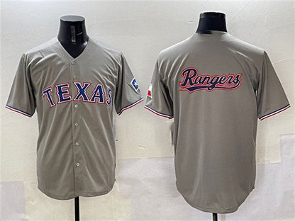 Texas Rangers Team Big Logo Gray With Patch Cool Base Stitched Baseball Jersey