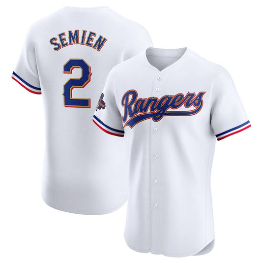 Texas Rangers #2 Marcus Semien 2024 Gold Collection Elite Player Jersey ¨C White Baseball Jerseys