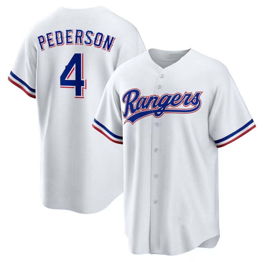 Texas Rangers #4 Joc Pederson Home Replica Jersey - White Stitched Baseball Jersey