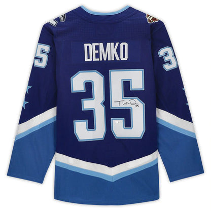 V.Canucks #35 Thatcher Demko Fanatics Authentic Autographed 2022 All-Star Game Jersey  Blue Stitched American Hockey Jersey UNEC