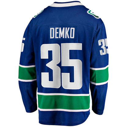 V.Canucks #35 Thatcher Demko Fanatics Branded Home Breakaway Jersey  Blue Stitched American Hockey Jersey UNEC