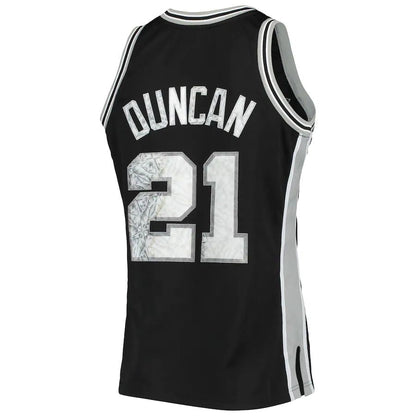 S.Antonio Spurs #21 Tim Duncan Mitchell & Ness 1996-97 Hardwood Classics  75th Anniversary Diamond Swingman Jersey  Black Stitched American Basketball Jersey UNEC