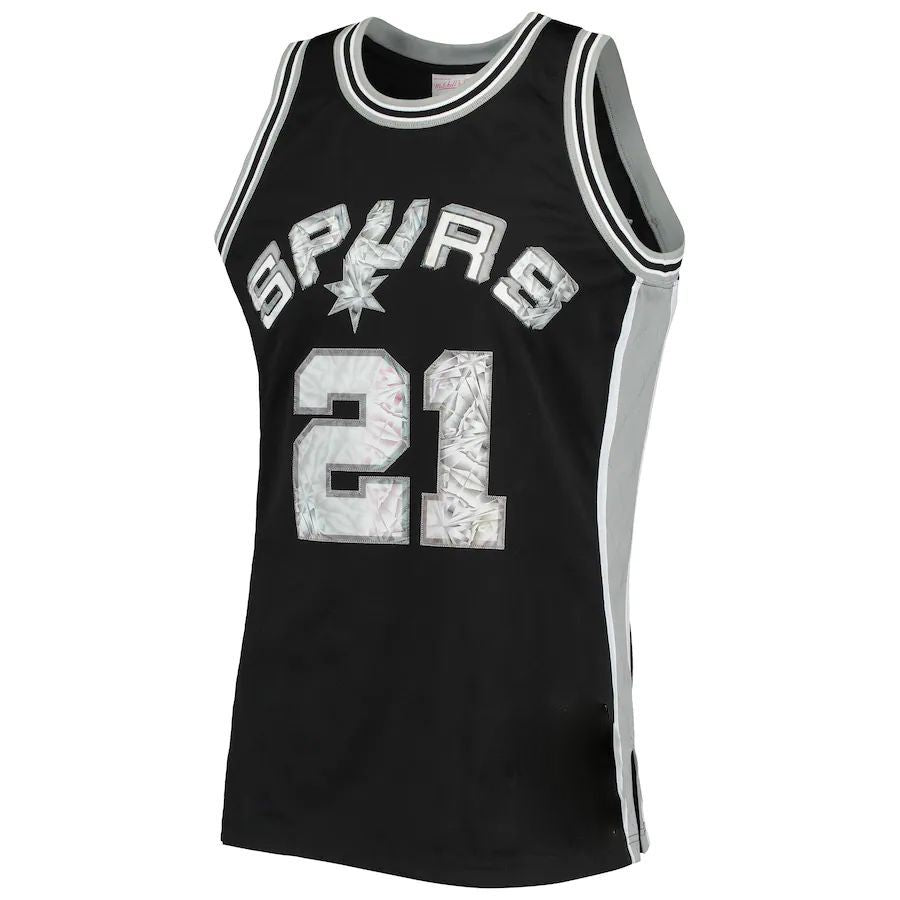 S.Antonio Spurs #21 Tim Duncan Mitchell & Ness 1996-97 Hardwood Classics 75th Anniversary Diamond Swingman Jersey Black Stitched American Basketball Jersey UNEC
