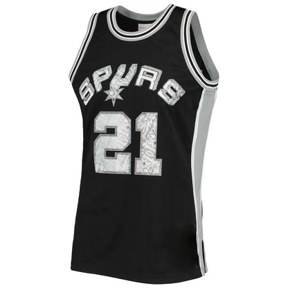 S.Antonio Spurs #21 Tim Duncan Mitchell & Ness 1996-97 Hardwood Classics 75th Anniversary Diamond Swingman Jersey Black Stitched American Basketball Jersey UNEC