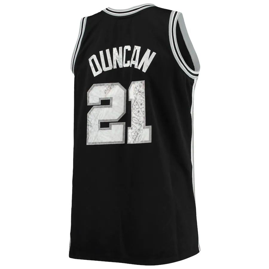 S.Antonio Spurs #21 Tim Duncan Mitchell & Ness Big & Tall 1998-99 75th Anniversary Diamond Swingman Jersey Black Stitched American Basketball Jersey UNEC