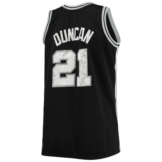 S.Antonio Spurs #21 Tim Duncan Mitchell & Ness Big & Tall 1998-99 75th Anniversary Diamond Swingman Jersey Black Stitched American Basketball Jersey UNEC