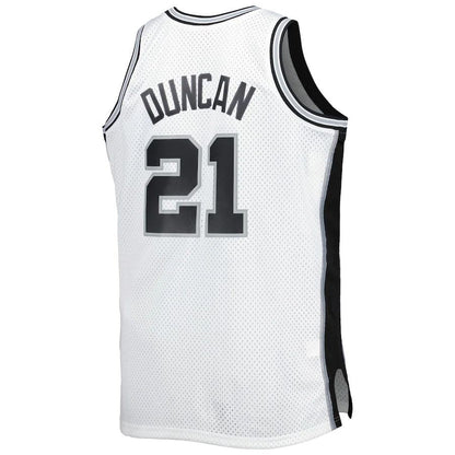 S.Antonio Spurs #21 Tim Duncan Mitchell & Ness Big & Tall Hardwood Classics 1998-99 Swingman Jersey White Stitched American Basketball Jersey UNEC