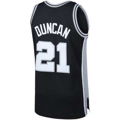 S.Antonio Spurs #21 Tim Duncan Mitchell & Ness Big & Tall Hardwood Classics Jersey Black Stitched American Basketball Jersey UNEC